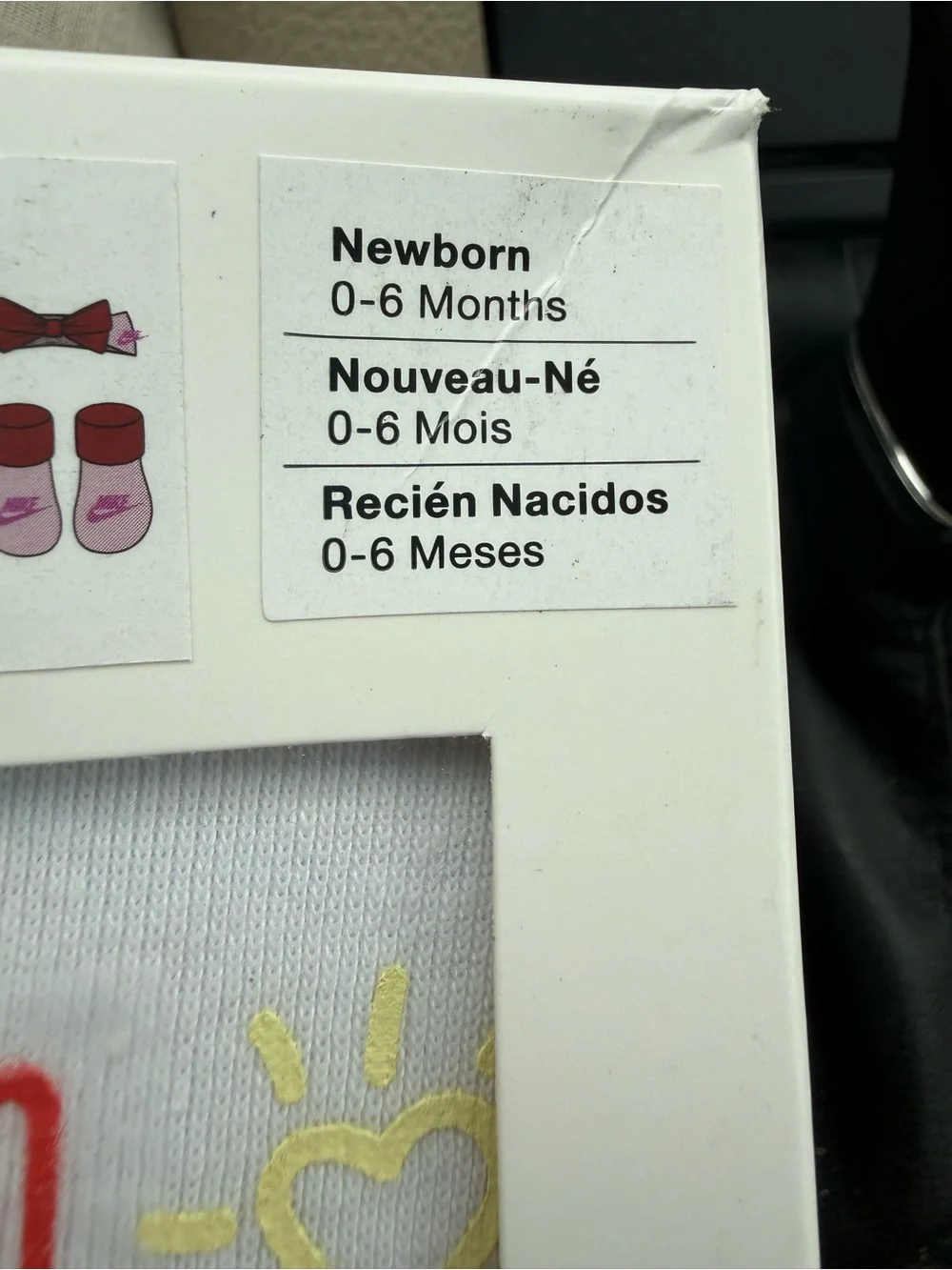 New girls Nike Baby 3-Piece Set in White and Red with Multicolor Icons